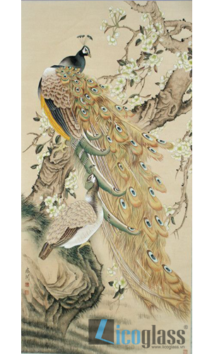  TRANH KÍNH CHIM CÔNG KHỔ ĐỨNG 02