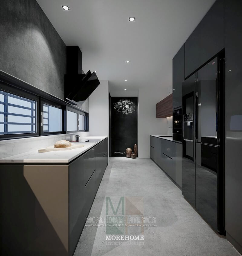 Mẫu tủ bếp gỗ công nghiệp được thiết kế hài hòa mang đến sự gọn gàng, thông thoáng cho không gian bếp. Tủ bếp đẹp, sang trọng và đẳng cấp